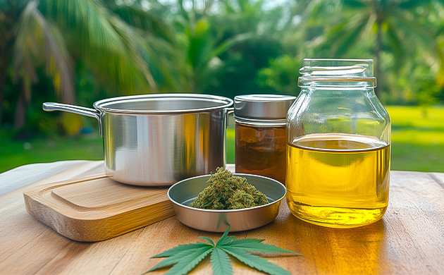 Простой набор для создания ТГК-масла с кифом Ингредиенты и оборудование для канна-масла из кифа