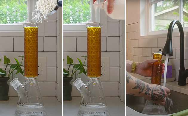 Чистка бонга с помощью риса и мыла Чистка бонга рисом и мылом