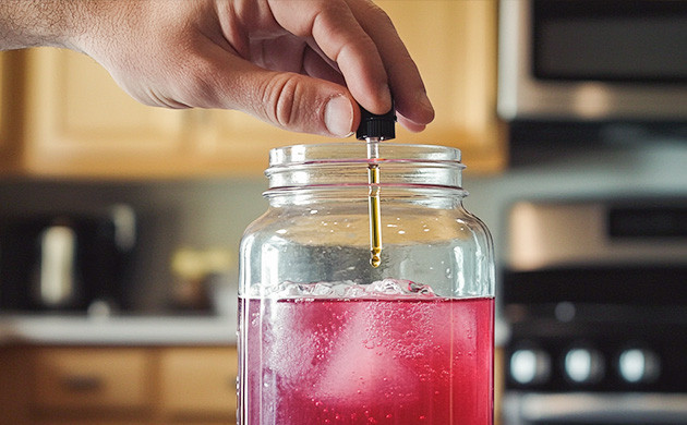 Размешайте до полного объединения ингредиентов Готовый свекольный лимонад с коноплей