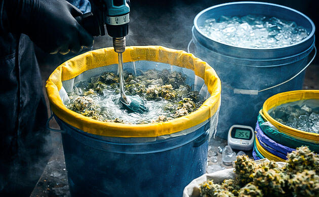 Ручное перемешивание сырья в ведре