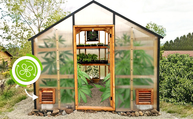 Вытяжной вентилятор Отверстия для притока воздуха внизу теплицы