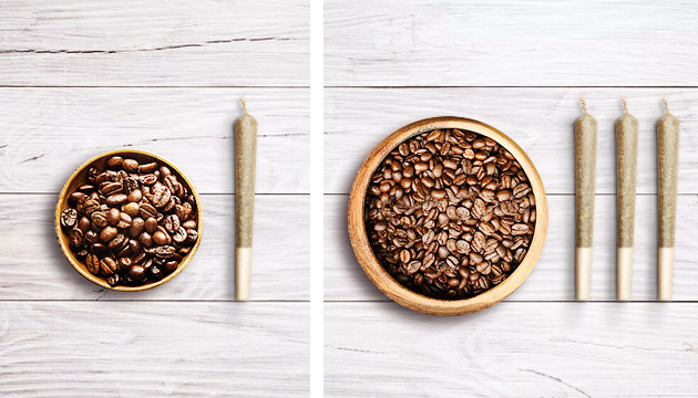 Кофе усиливает эффект марихуаны Кофейные зерна и джоинт