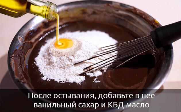 Дать остыть шоколаду с КБД Смешать шоколад с коноплей