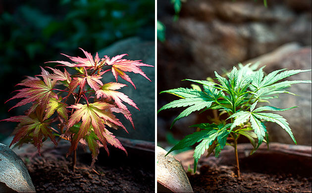 Использование похожих растений для камуфляжа Конопля среди декоративных растений с похожими листьями