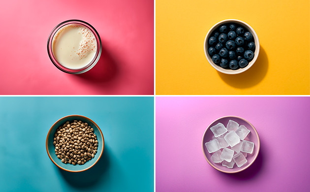 Ингредиенты для черничного смузи с семенами конопли Ингредиенты