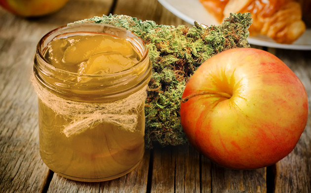 Яблочное повидло с коноплей Баночка яблочного джема