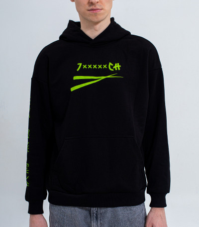 Худи 7CH, иероглифы, оверсайз