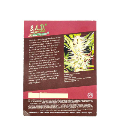 Семена сорта S.A.D. Sweet Afgani Delicious F1 Fast Version fem (Sweet Seeds)